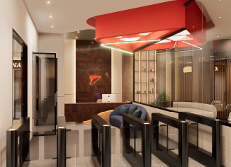 Reception and waiting area in coworking space